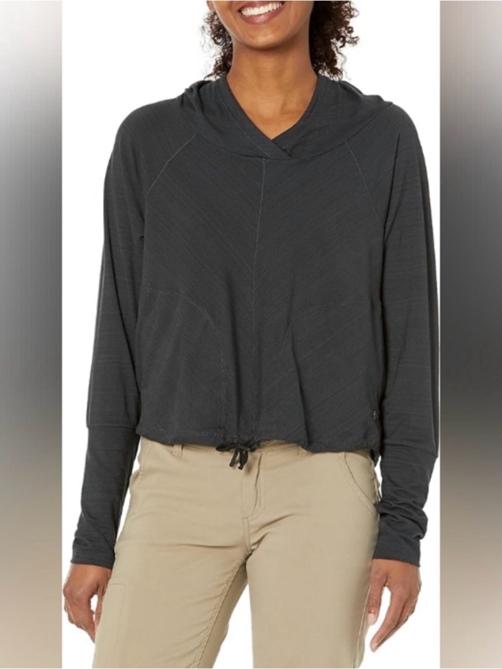 Prana - Inigma Women's Hooded Long-Sleeve Pullover Sweater - Charcoal - S